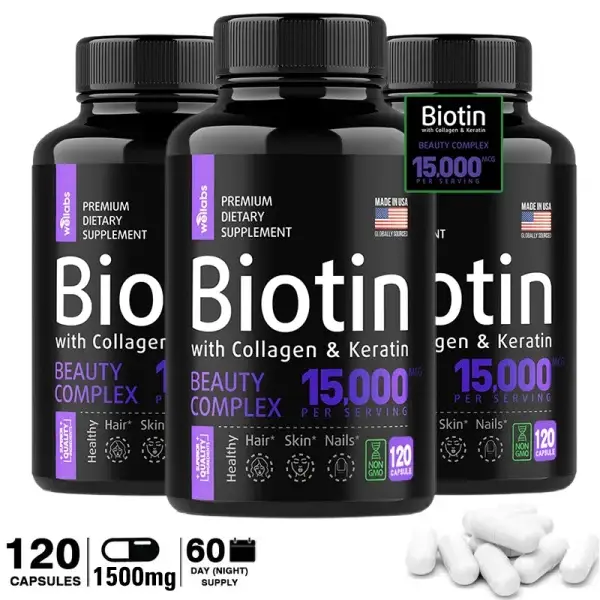 Biotin Collagen Keratin Supplement 15,000 Mcg